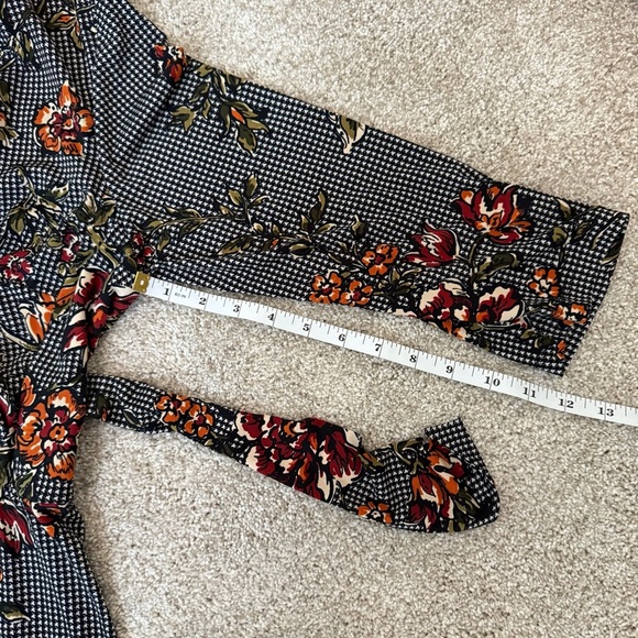 Ronni Nicole Women's Size 10 Midi V Neck Dress Houndstooth Floral Dark Academia - Picture 10 of 12